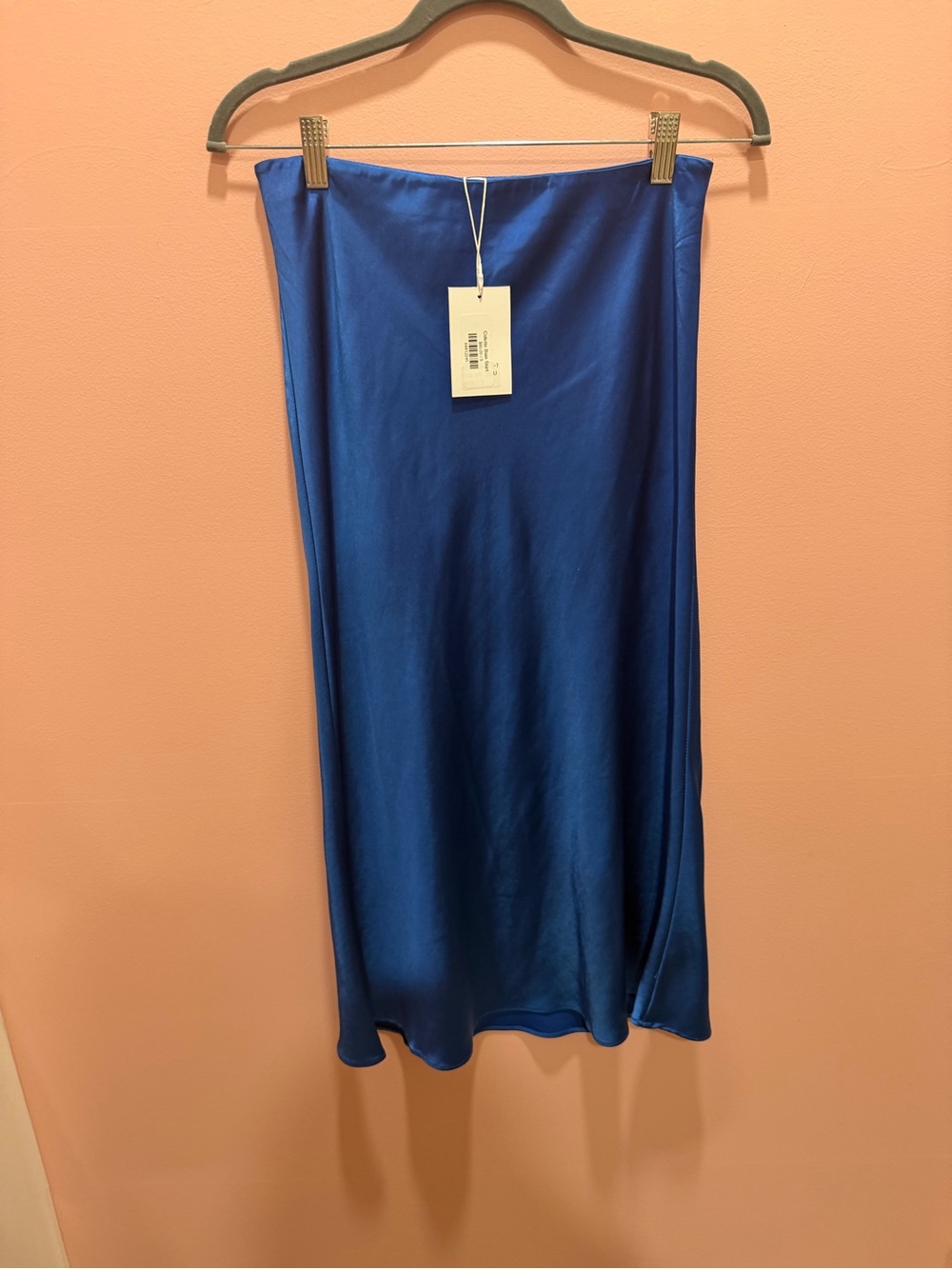 Lucy Paris Satin Midi Skirt in Royal Blue